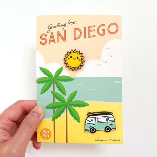 San Diego, California - Travel Enamel Pin Set