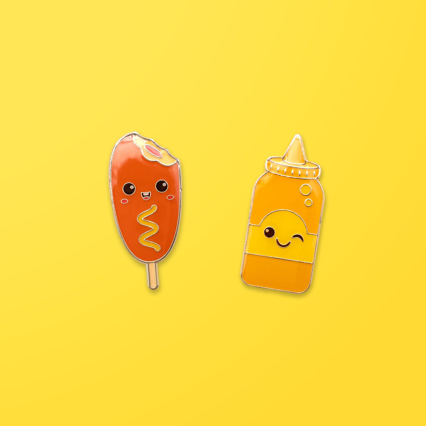 Corn Dog & Mustard - Enamel Pin Set