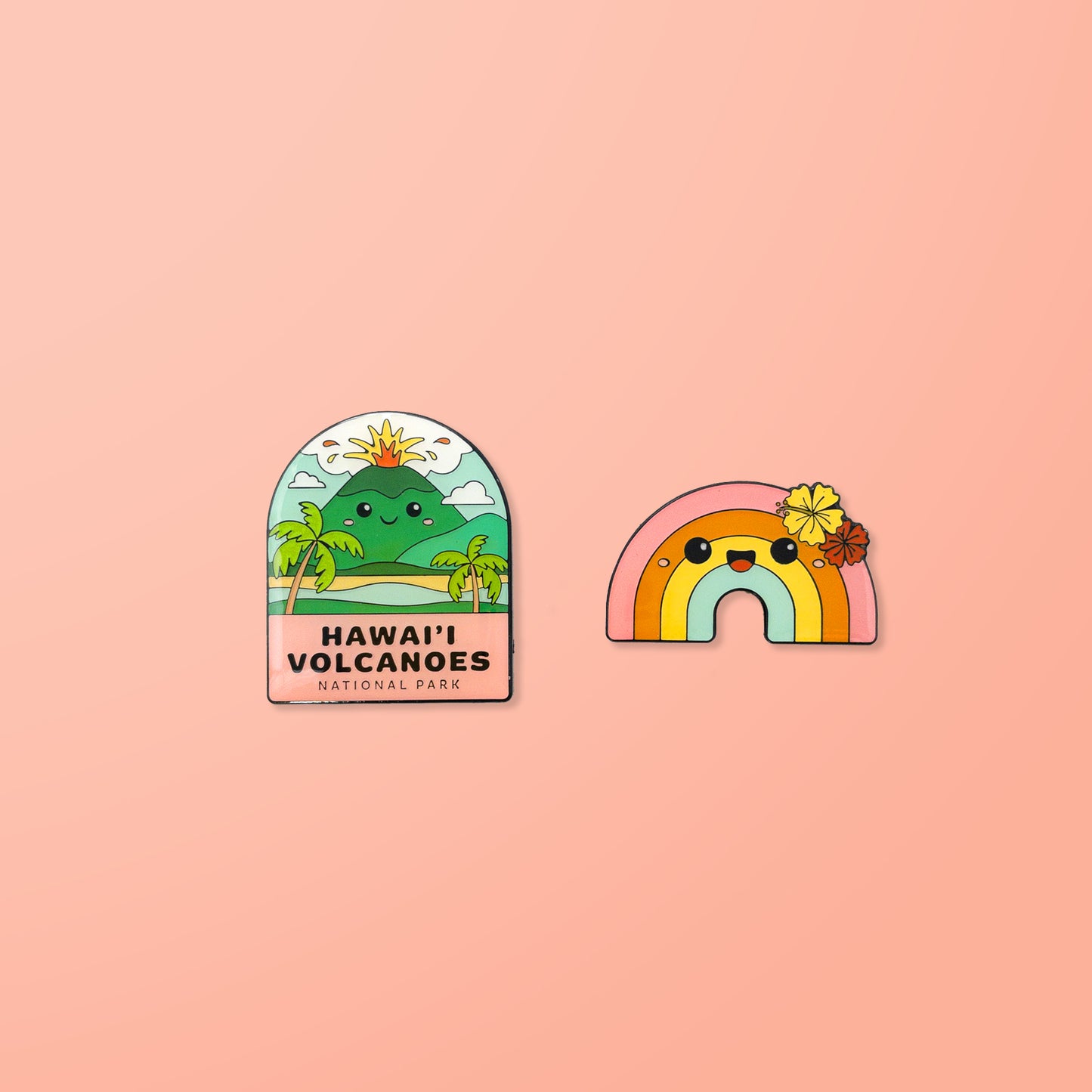 Hawaii Volcanoes National Park - Enamel Pin Set - 2 Pack