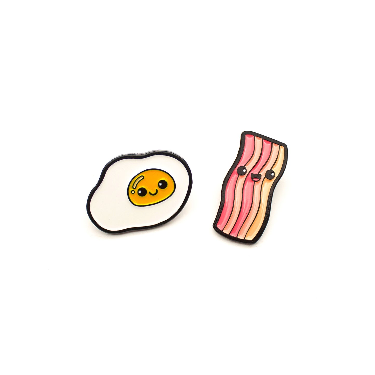 Pin Pin Pals Egg and Bacon enamel pin set on white background