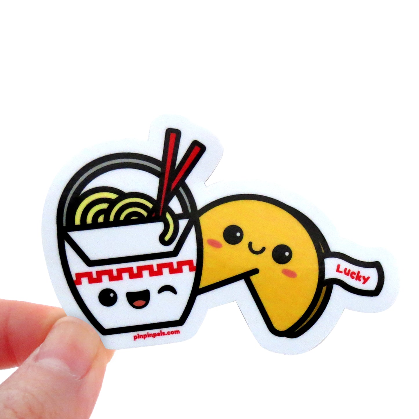 Hand holding a Chinese Takeout and Fortune Cookie vinyl sticker