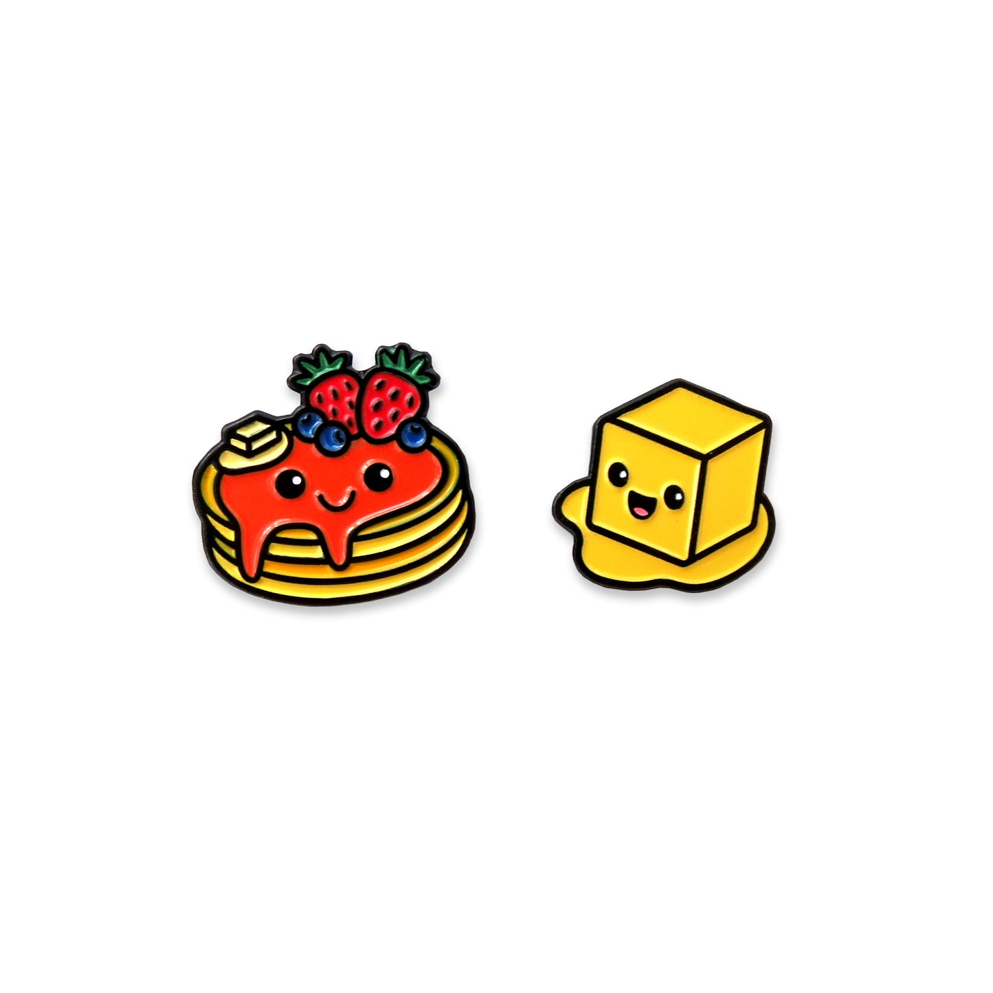 Pancake and Butter enamel pins on white background